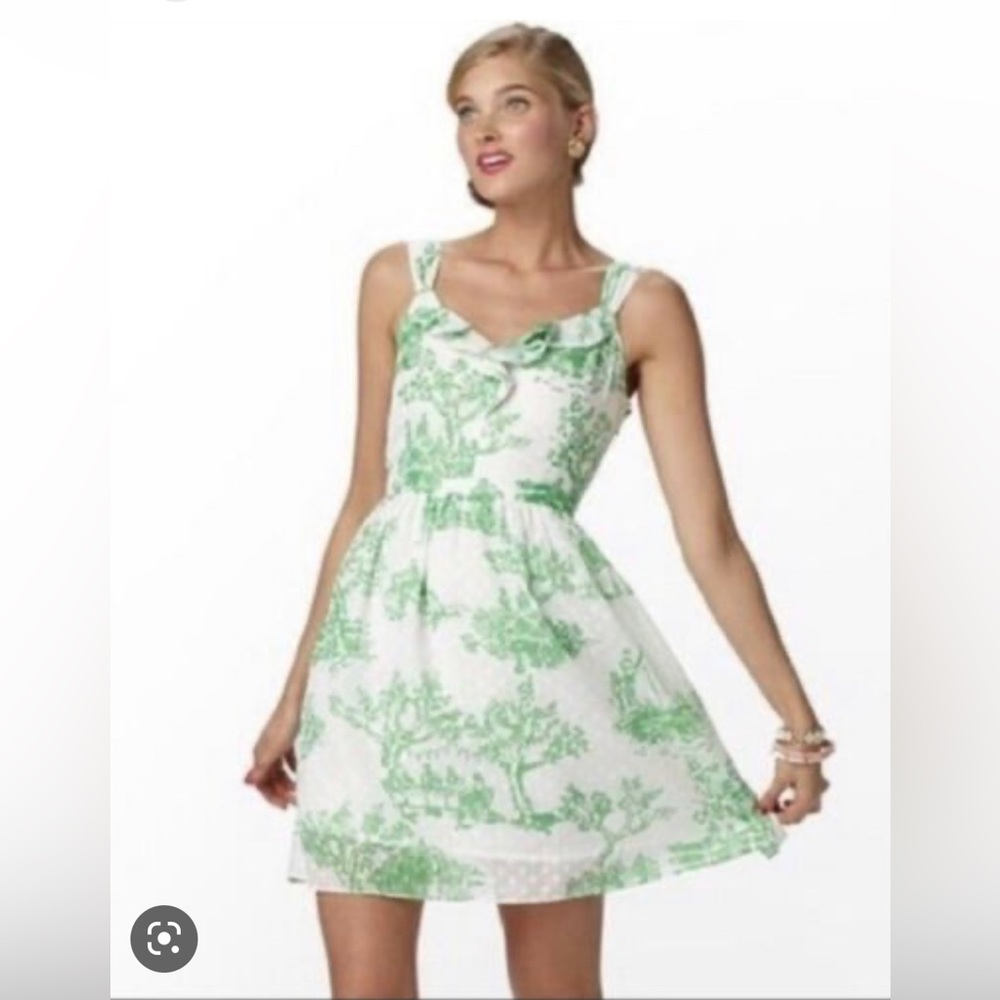 Like new! Lilly Pulitzer Peggy Dress Resort White Spring Fever toile, Size 14